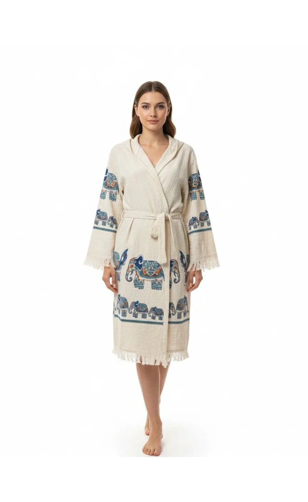 Elephant Mandala – Çift Katlı Müslin Bornoz