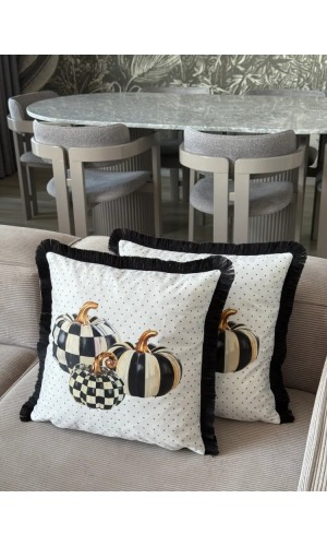 Çift Taraflı Baskılı Dekoratif Saçaklı Kırlent Kılıfı 43x43cm