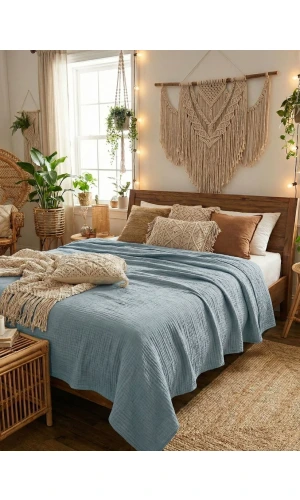 Sky Breeze – 6 Katlı Müslin Pike (Soft Gök Mavisi)